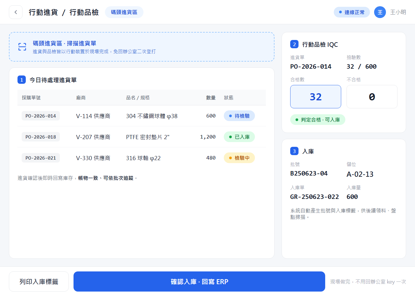 行動進貨 ＋ 行動品檢